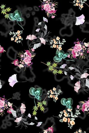 手绘花卉印花华亿平台图片