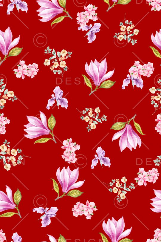 手绘花卉印花华亿平台图片