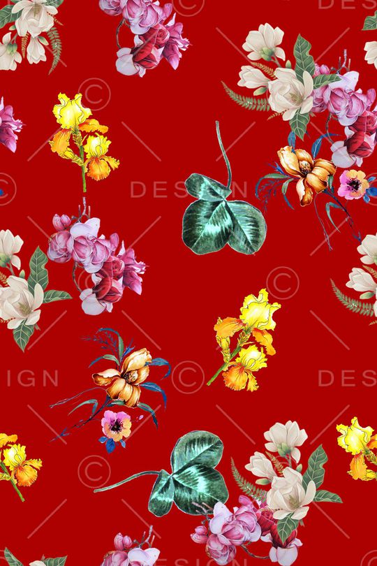 手绘花卉印花华亿平台图片