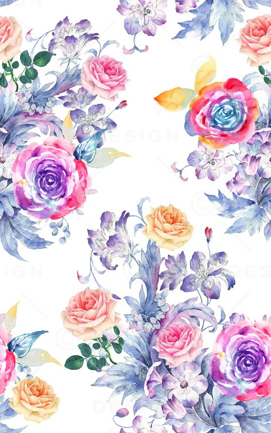 手绘花卉印花华亿平台图片