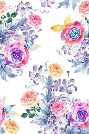 手绘花卉印花华亿平台图片