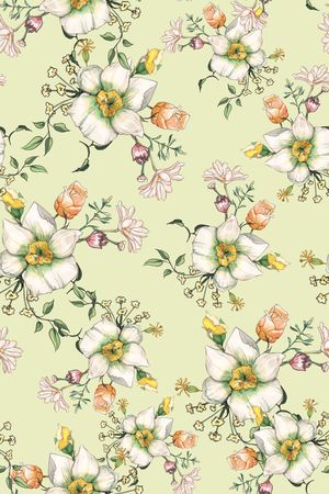 手绘花卉印花华亿平台图片