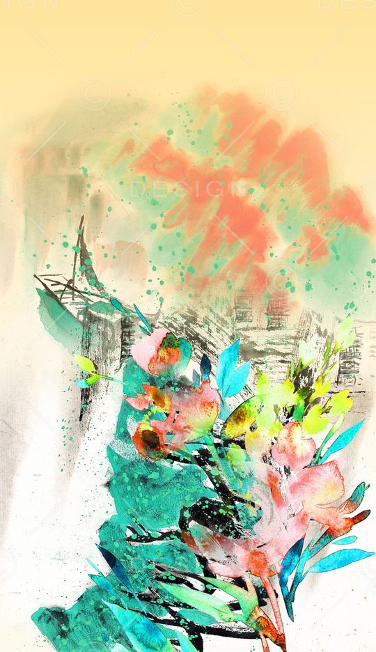 水墨风印花华亿平台图片