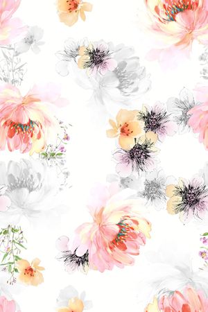 手绘花卉印花华亿平台图片