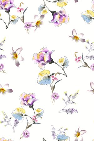 手绘花卉印花华亿平台图片