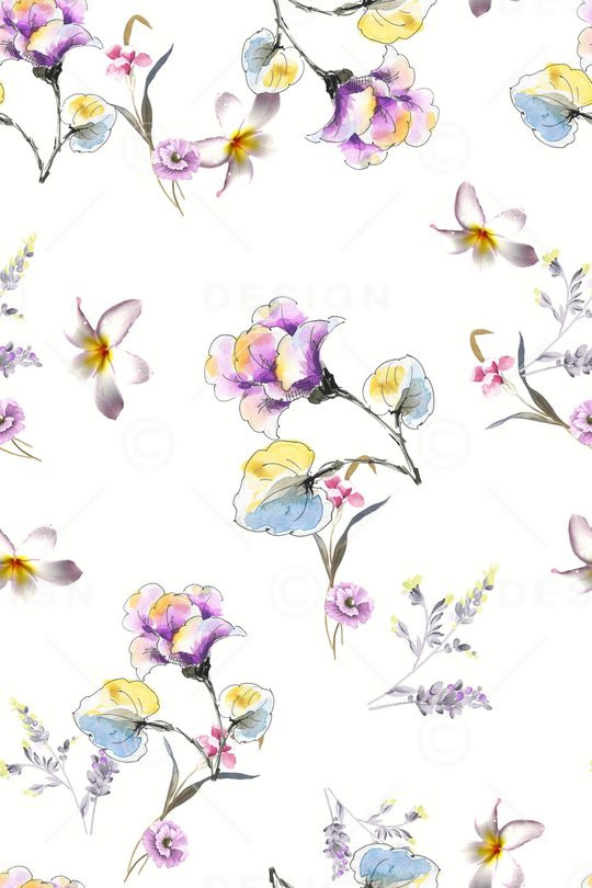 手绘花卉印花华亿平台图片