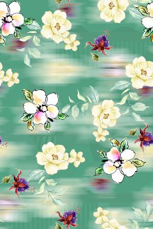 手绘花卉印花华亿平台图片