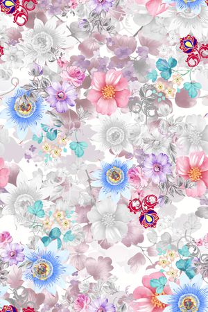 手绘花卉印花华亿平台图片