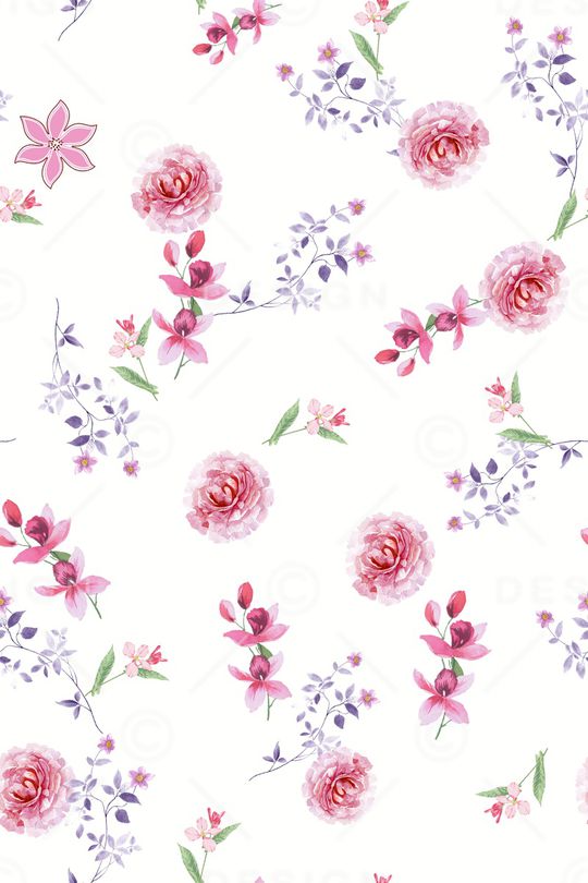 手绘花卉印花华亿平台图片