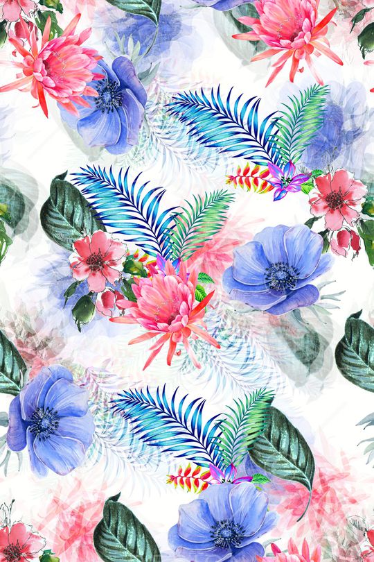 手绘花卉印花华亿平台图片