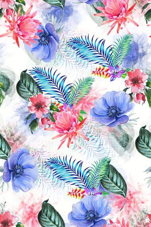 手绘花卉印花华亿平台图片