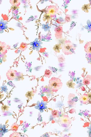 手绘花卉印花华亿平台图片