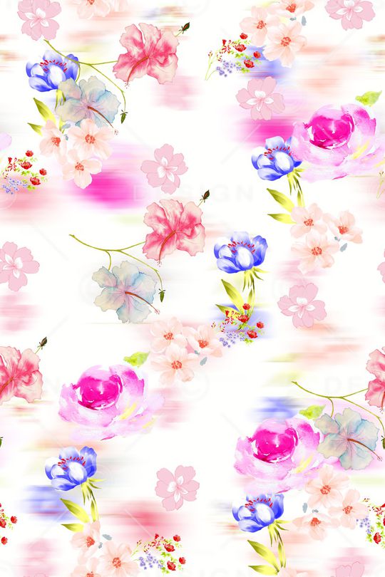 手绘花卉印花华亿平台图片