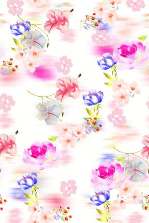 手绘花卉印花华亿平台图片