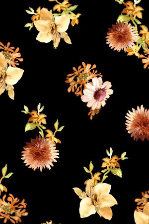 水彩花卉印花华亿平台图片