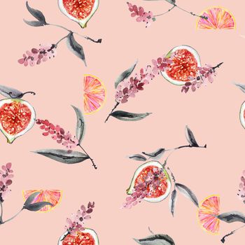 1109767-水彩花卉无花果橙子