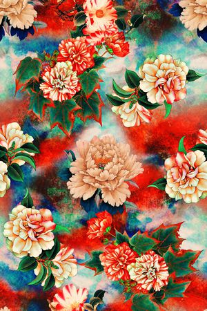 牡丹印花华亿平台图片