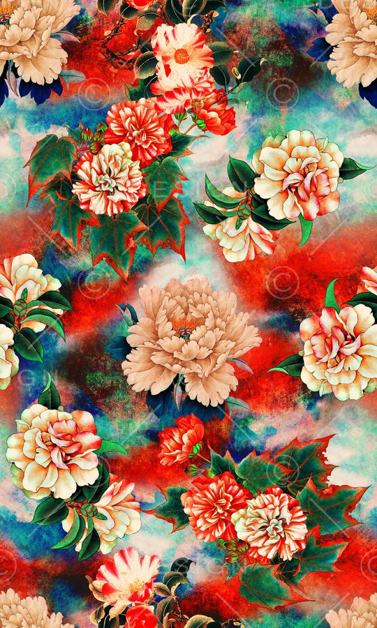 牡丹印花华亿平台图片