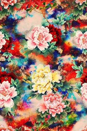 牡丹印花华亿平台图片