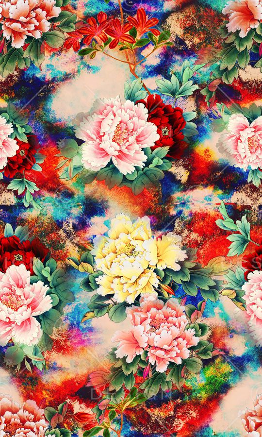 牡丹印花华亿平台图片