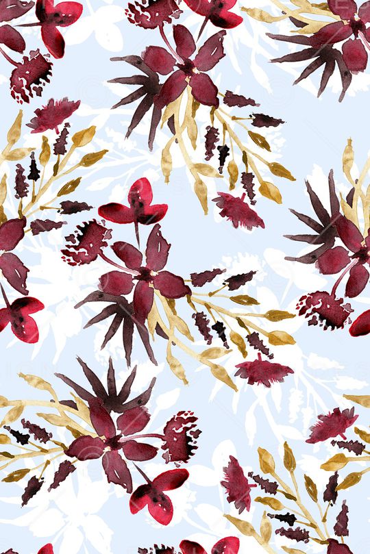 水彩花卉印花华亿平台图片