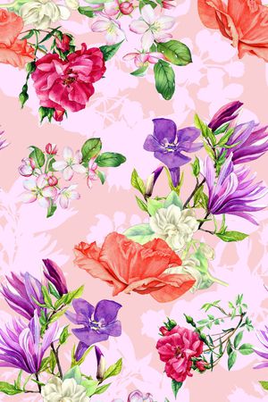 水彩花卉印花华亿平台图片