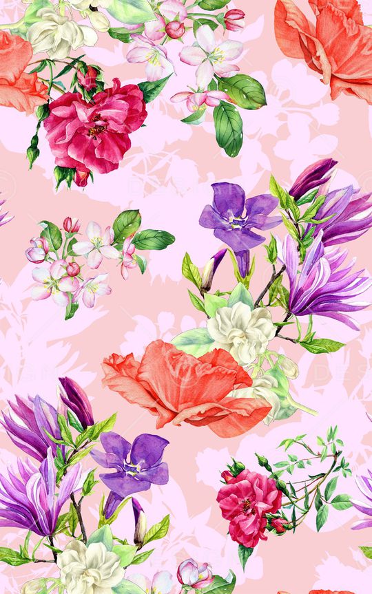 水彩花卉印花华亿平台图片