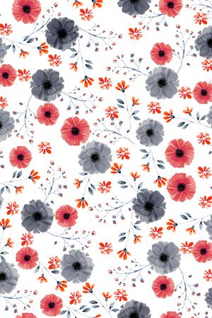 水彩花卉印花华亿平台图片