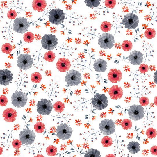 水彩花卉印花华亿平台图片