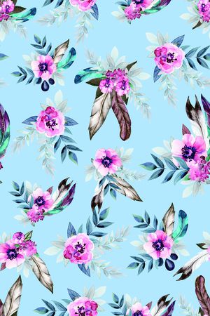 水彩花卉印花华亿平台图片