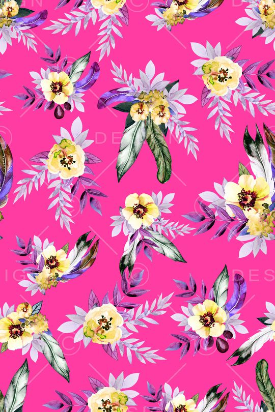 水彩花卉印花华亿平台图片