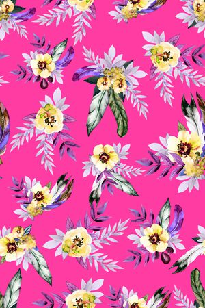 水彩花卉印花华亿平台图片