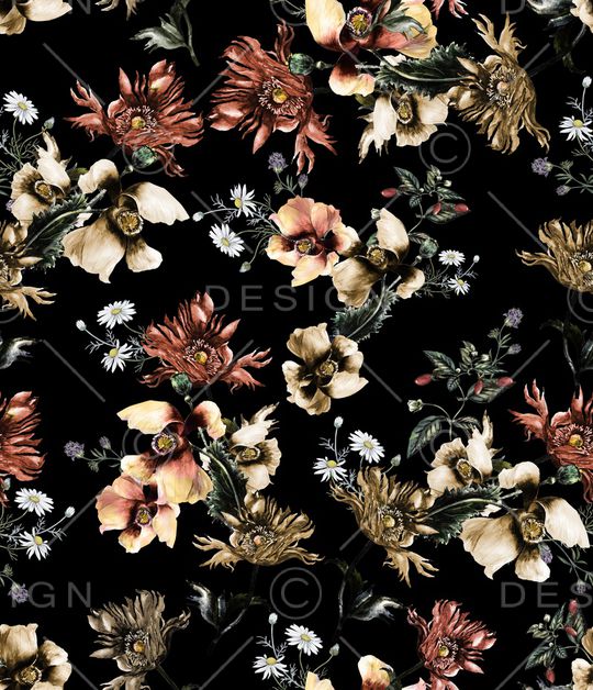 手绘花卉印花华亿平台图片