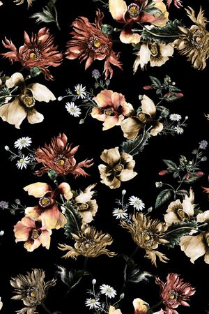 手绘花卉印花华亿平台图片