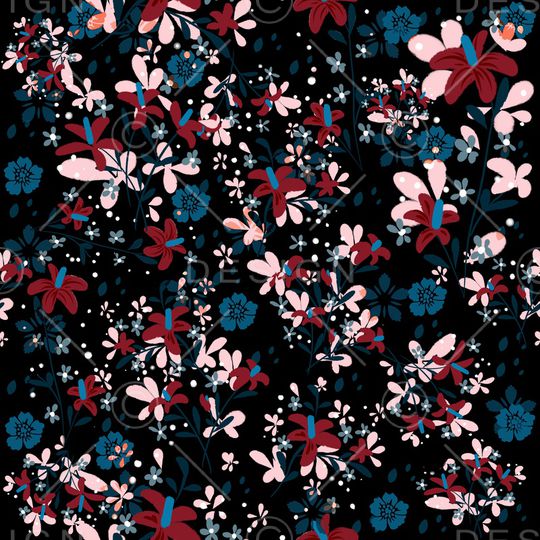 手绘花卉印花华亿平台图片