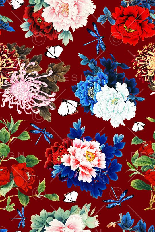 牡丹印花华亿平台图片