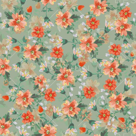 手绘花卉印花华亿平台图片