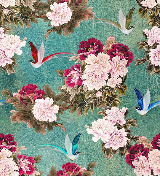 民族花卉印花华亿平台图片