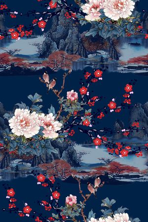 牡丹印花华亿平台图片