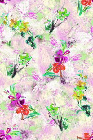 手绘花卉印花华亿平台图片