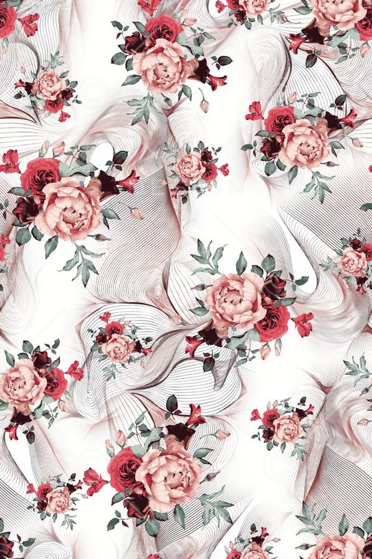 手绘花卉印花华亿平台图片