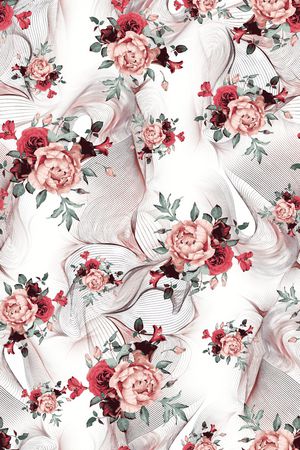 手绘花卉印花华亿平台图片