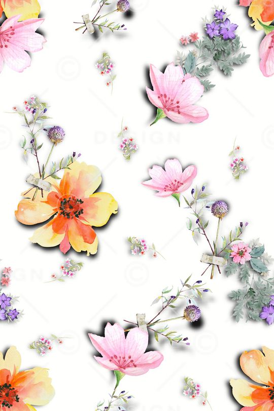 手绘花卉印花华亿平台图片