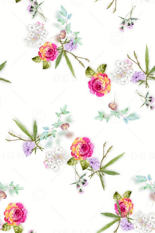 手绘花卉印花华亿平台图片