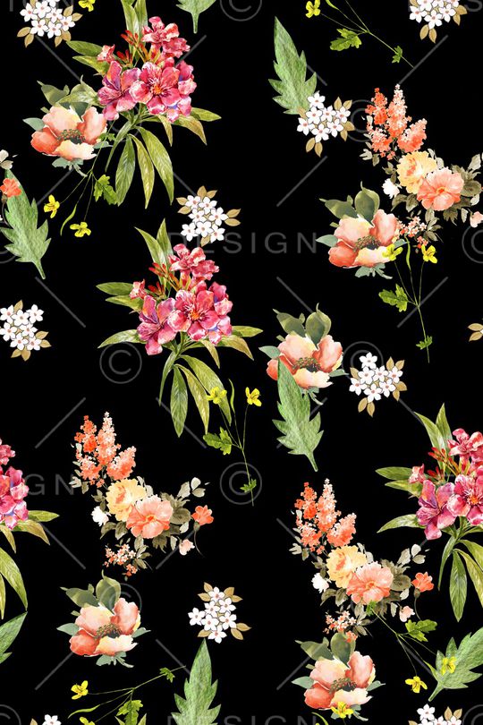 手绘花卉印花华亿平台图片