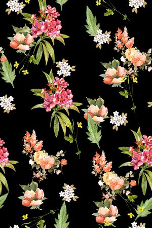 手绘花卉印花华亿平台图片