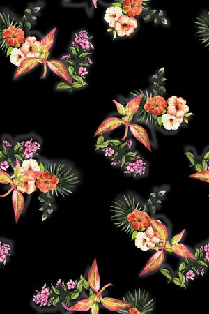 手绘花卉印花华亿平台图片