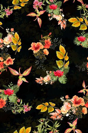 手绘花卉印花华亿平台图片