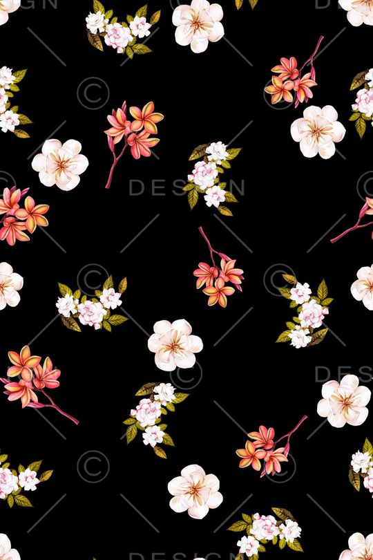 手绘花卉印花华亿平台图片