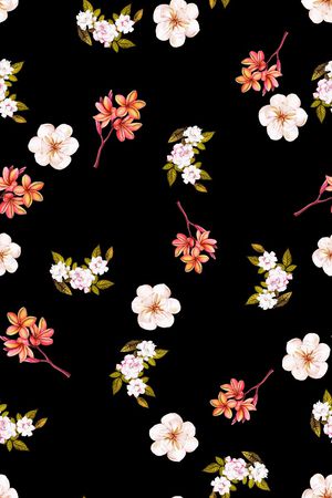 手绘花卉印花华亿平台图片